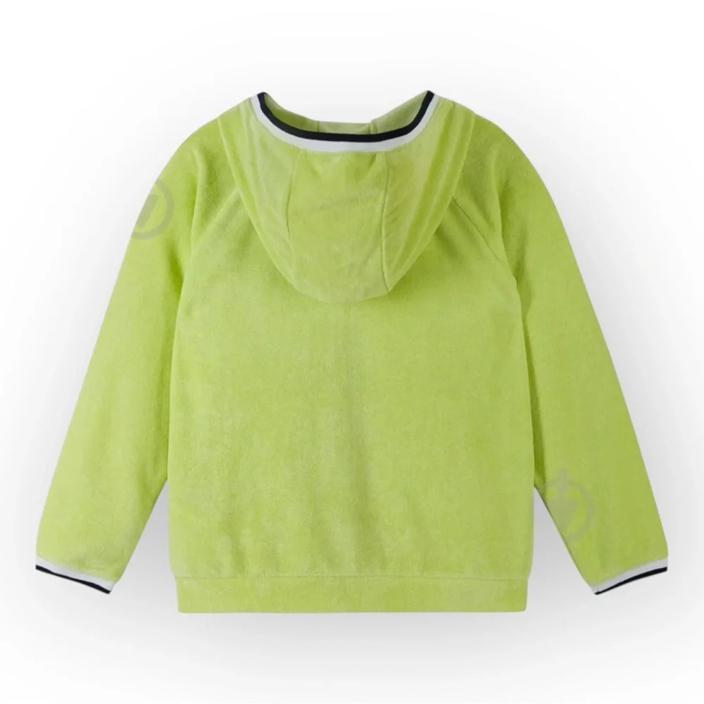 Reima Keitaalla Full Zip Hoodie in Citrus Green Terrycloth Unisex Kids SZ 8 NWT